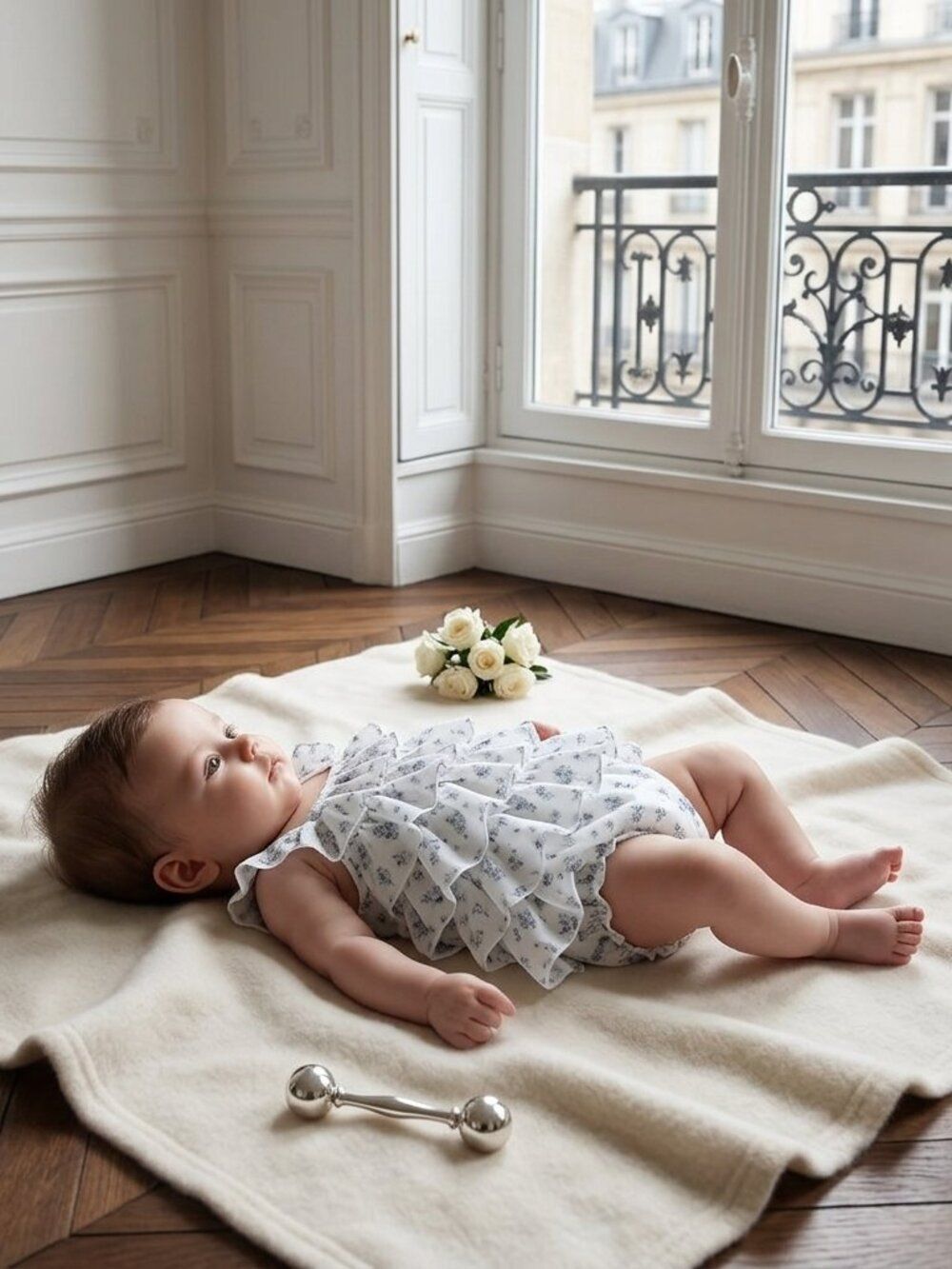 Edgehill Floral Ruffle Baby Romper Size 3 Months